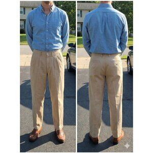 Vtg 90s Guess Georges Marciano Khaki Pants 30x28.5 Pleated Tapered Chino USA...